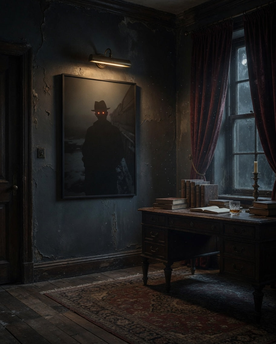 The Hat Man - Framed Poster | Dark Shadow People Wall Art
