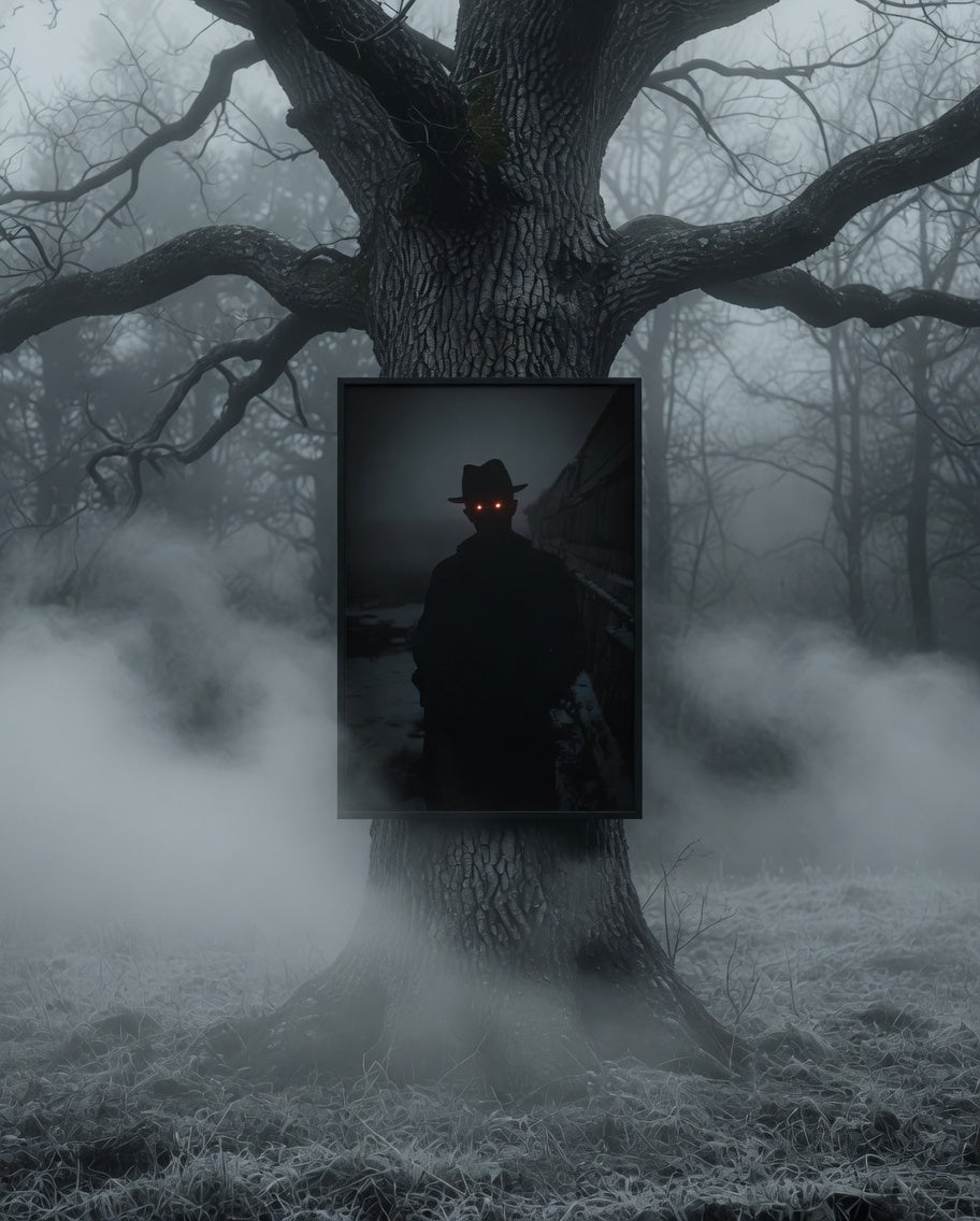 The Hat Man - Framed Poster | Dark Shadow People Wall Art