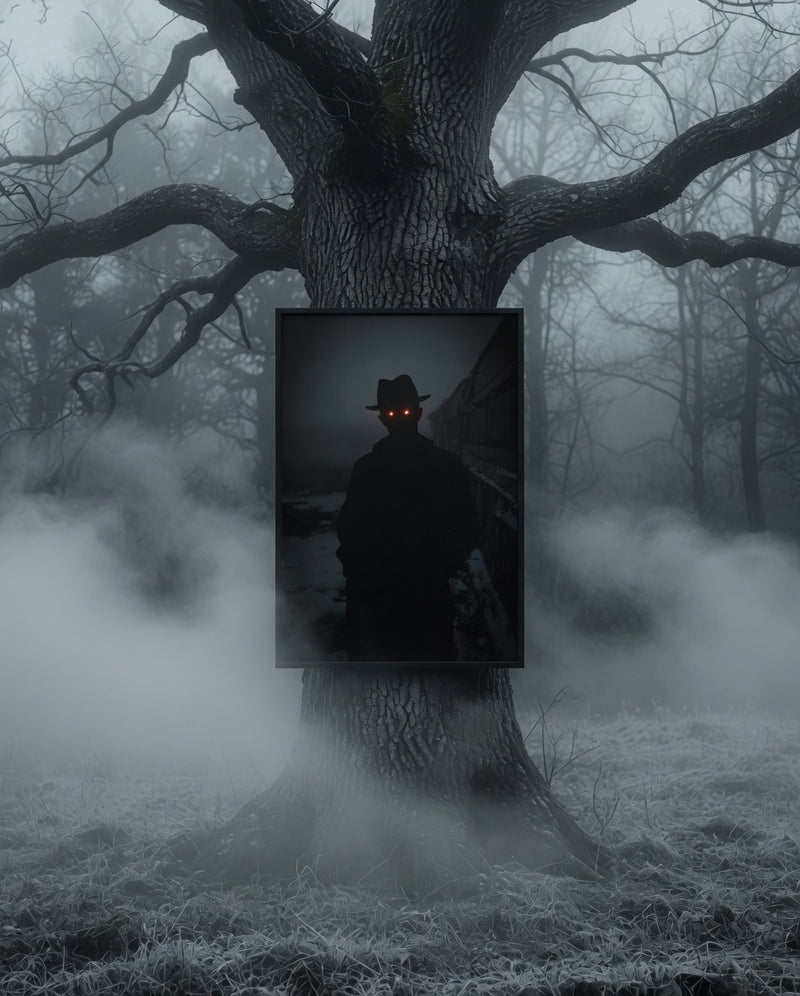 The Hat Man - Framed Poster | Dark Shadow People Wall Art