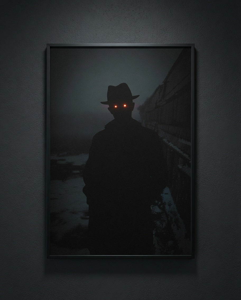 The Hat Man - Framed Poster | Dark Shadow People Wall Art