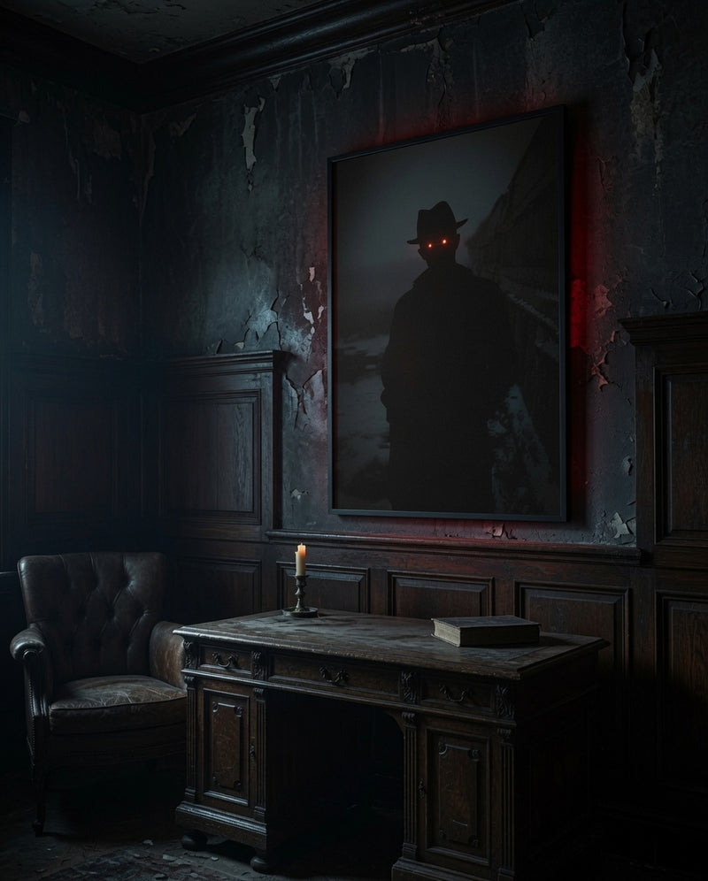 The Hat Man - Framed Poster | Dark Shadow People Wall Art