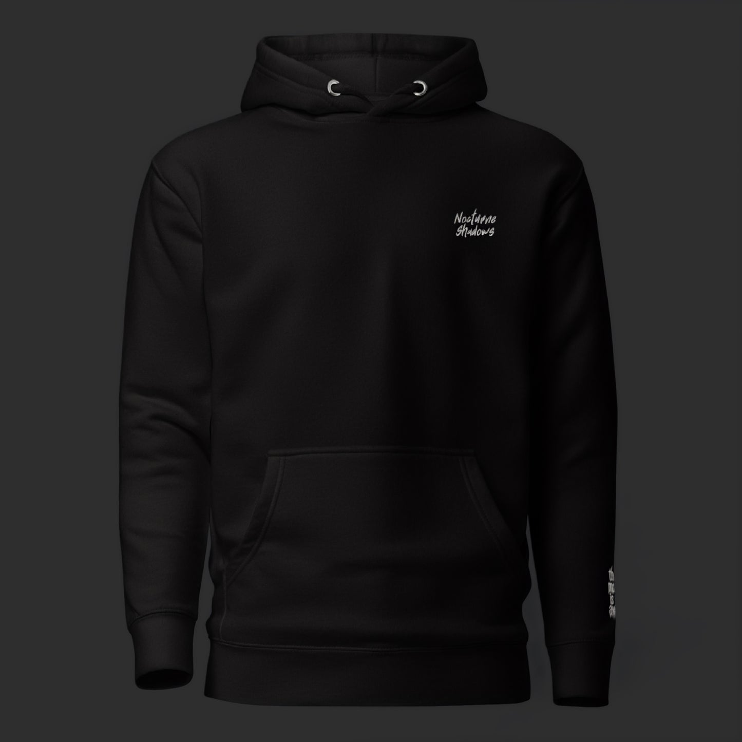 The Moon Is Awake heavyweight hoodie - front view with chest embroidery
